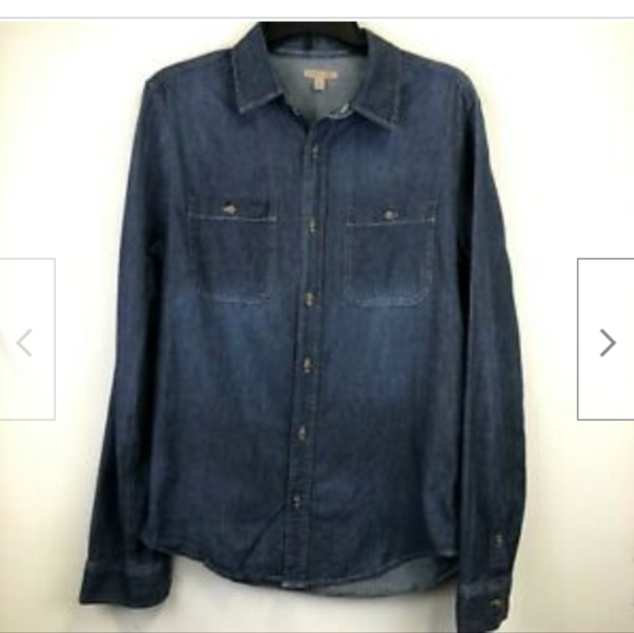 Cape Juby Tops - Cape Juby Womens S Blouse Chambray Blue Denim Shirt Pockets Button Up